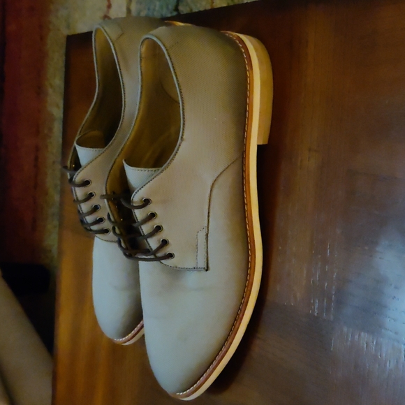 CALVIN KLEIN Men's Taupe Aggussie Oxford Lace-up Dress Shoe - Picture 4 of 6